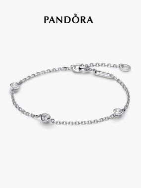 Pandora Silver Bracelet with Three CZ Stations - Silver